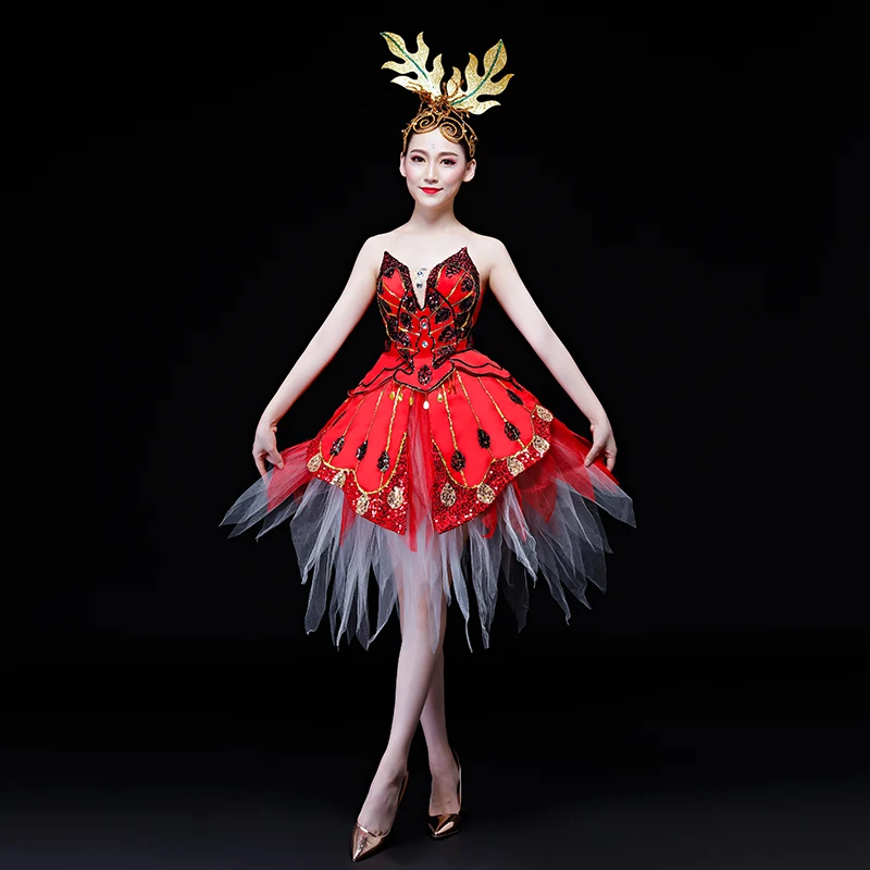 Открытое танцевальное платье костюмы для сопровождения цветные сценические с