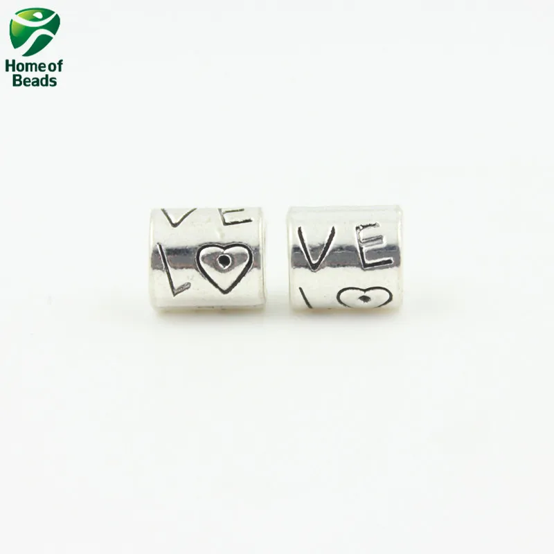2020 DIY модные античные серебряные бусины из сплава с надписью love (10 шт./упак.) 8x9 мм