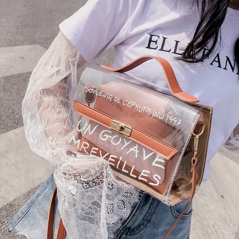 Женская прозрачная сумка из прозрачного ПВХ Желейная маленькая сумка-тоут