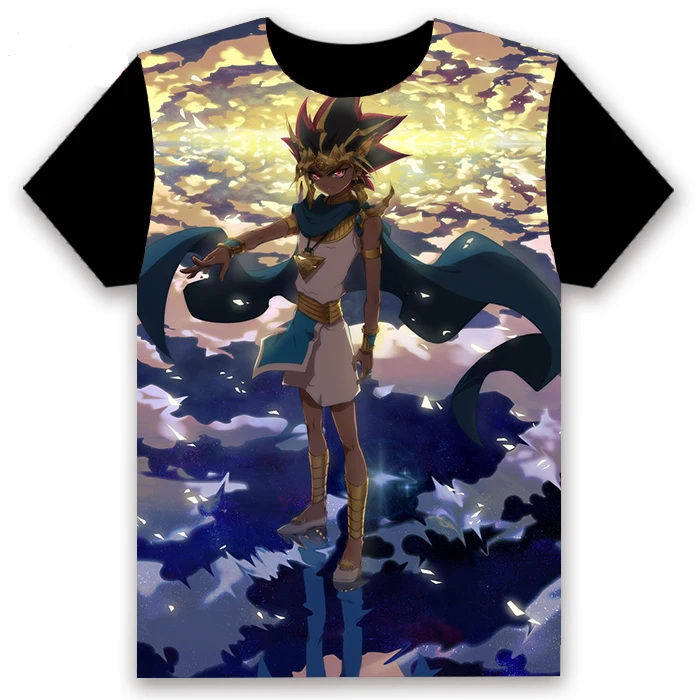 Мужская футболка аниме Yu-Gi-Oh! Дуэль Монстры печатных косплей с коротким рукавом унисекс Повседневная Черная футболка топы Летняя забавная рубашка