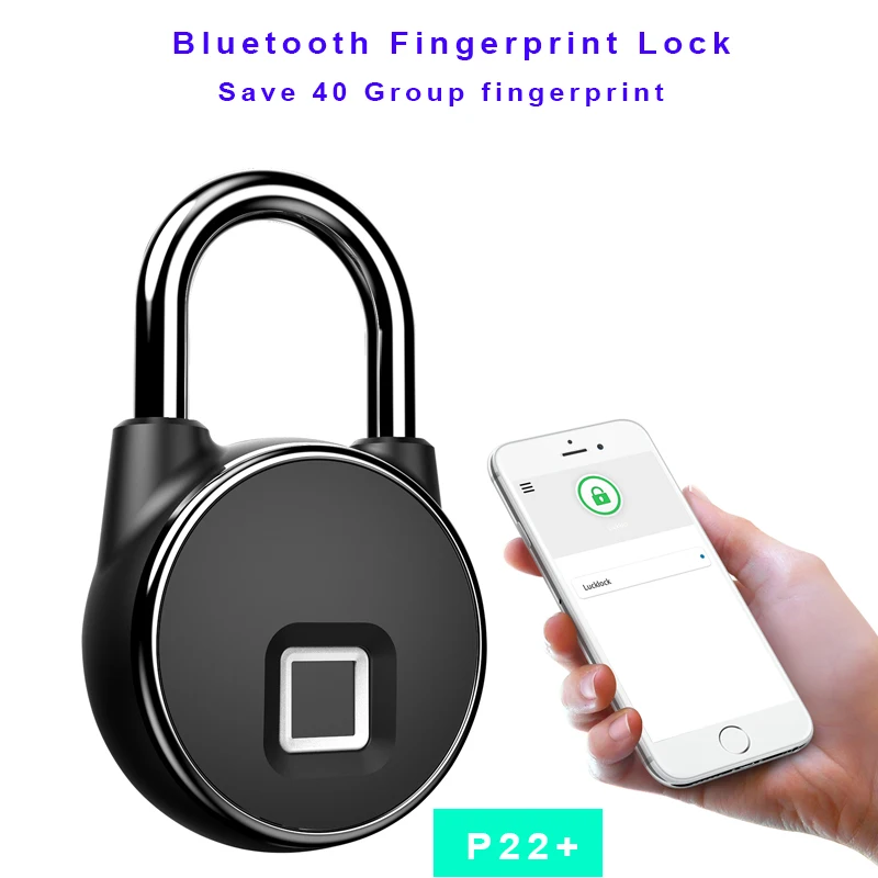 

Fingerprint door Lock Bluetooth biometric door lock supports USB charge IP66 Waterproof fingerprint padlock for case door bike