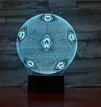 Football 3 Футбол 3D USB/батарея светодиодный ночник 7 цветов сменная лампа с сенсорной кнопкой детская спальня стол/стол Новинка освещение - Цвет: Football 3