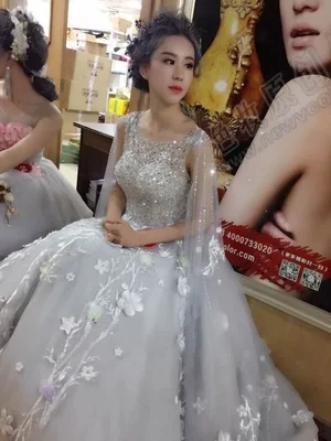 CloverBridal зимний романтический свадебный букет серые Выпускные платья Замочная скважина сзади со съемным 3 м шаль на плечи пряжа