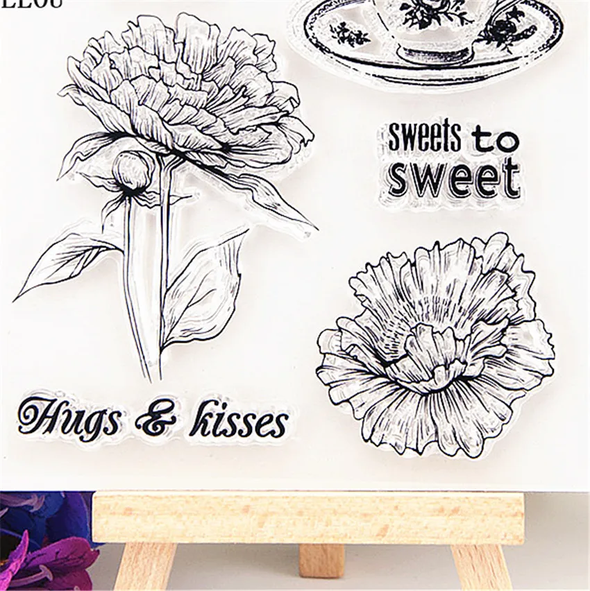 PANFELOU Tea cups and flowers Transparent Silicone Rubber Clear Stamps cartoon for Scrapbooking/DIY Easter wedding album | Дом и сад