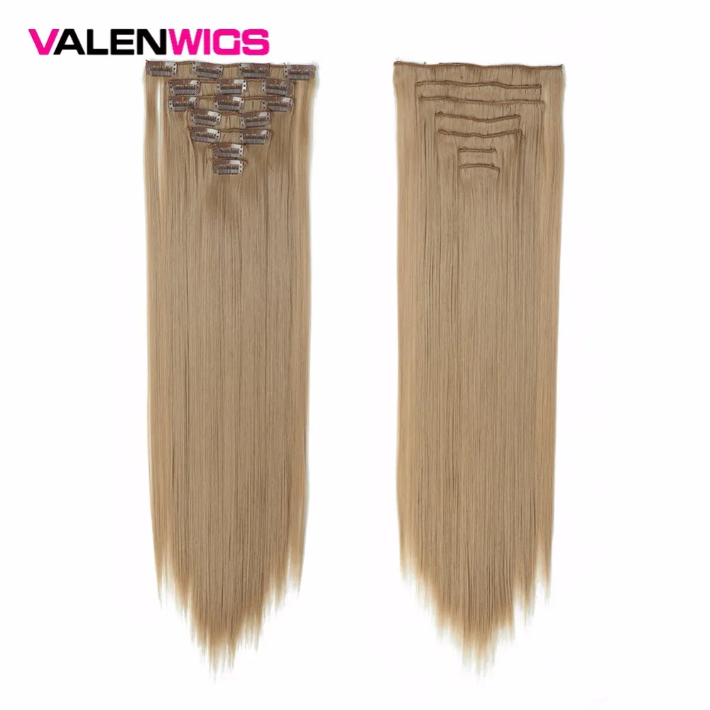 Valenwigs накладные синтетические волосы на заколках 22 дюйма длинные прямые чистый