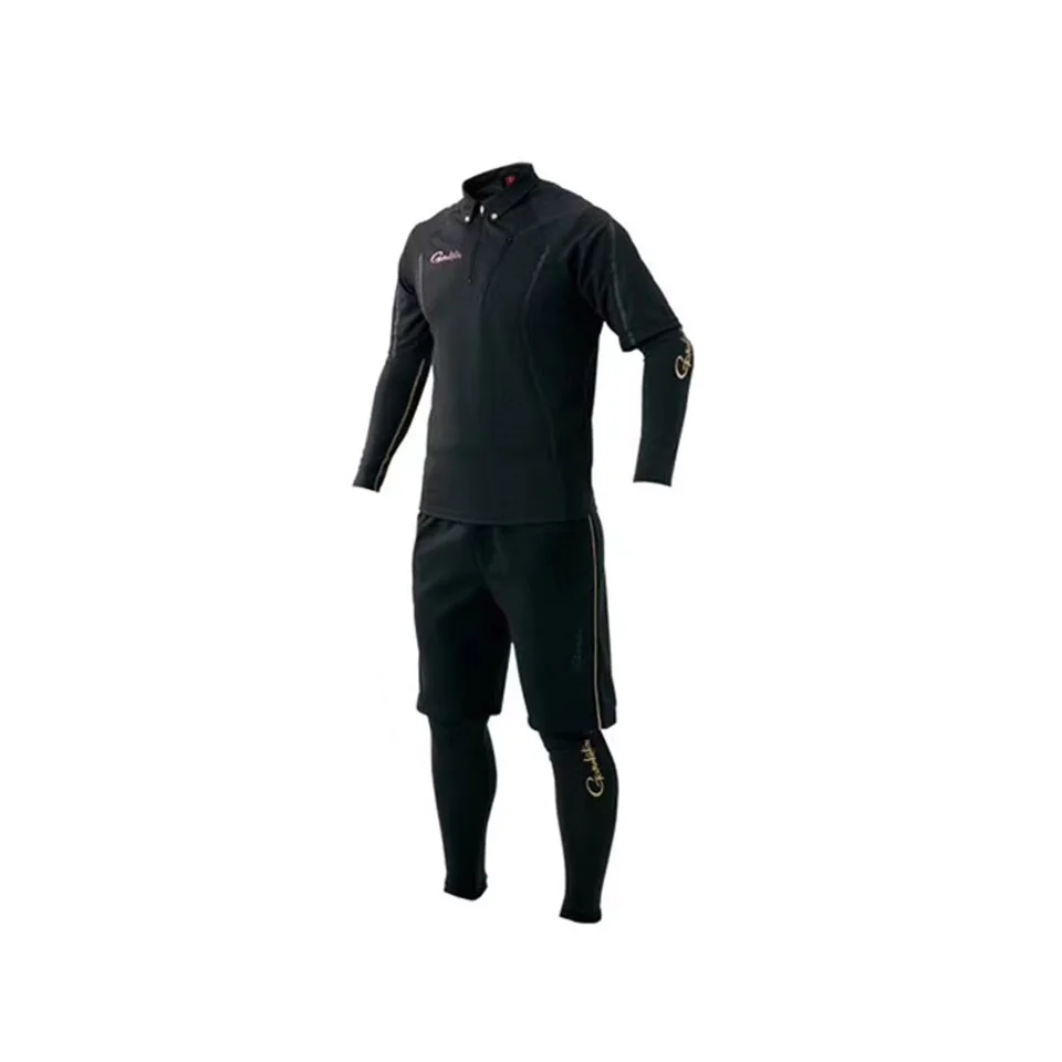 Черный Костюм для рыбалки, футболка, шорты, рукав M/L/XL/XXL/XXXL, защита от солнца, быстрое высыхание, защита от ультрафиолета, сделано в Японии - Цвет: Черный