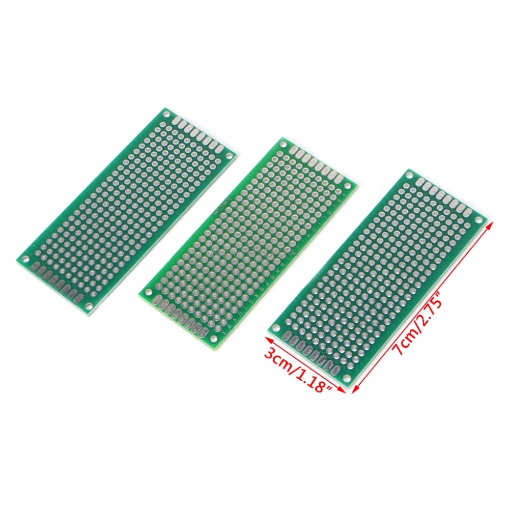 Двухсторонний прототип 10 шт. 3х7 см DIY PCB Луженая Стекловолоконная универсальная