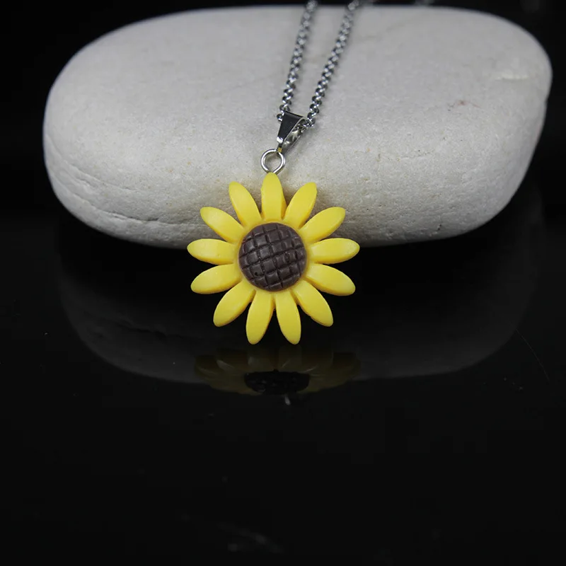 Новое ожерелье из титановой стали с подвеской в виде подсолнуха и женские модные