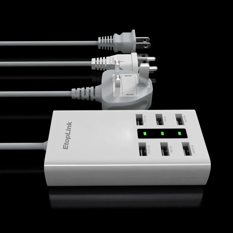 EtopLink 6 портов USB мобильный телефон зарядное устройство разъем универсальный