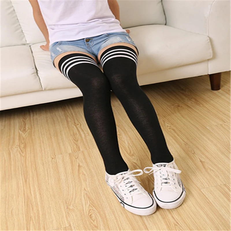 Сексуальные женские весенние носки выше колена 2017 чулки повседневные хлопковые