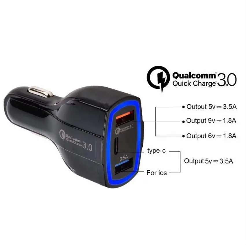Hiperdeal Qualcomm Certified QC3.0 Быстрая зарядка с двойным портом USB + Type C быстрое