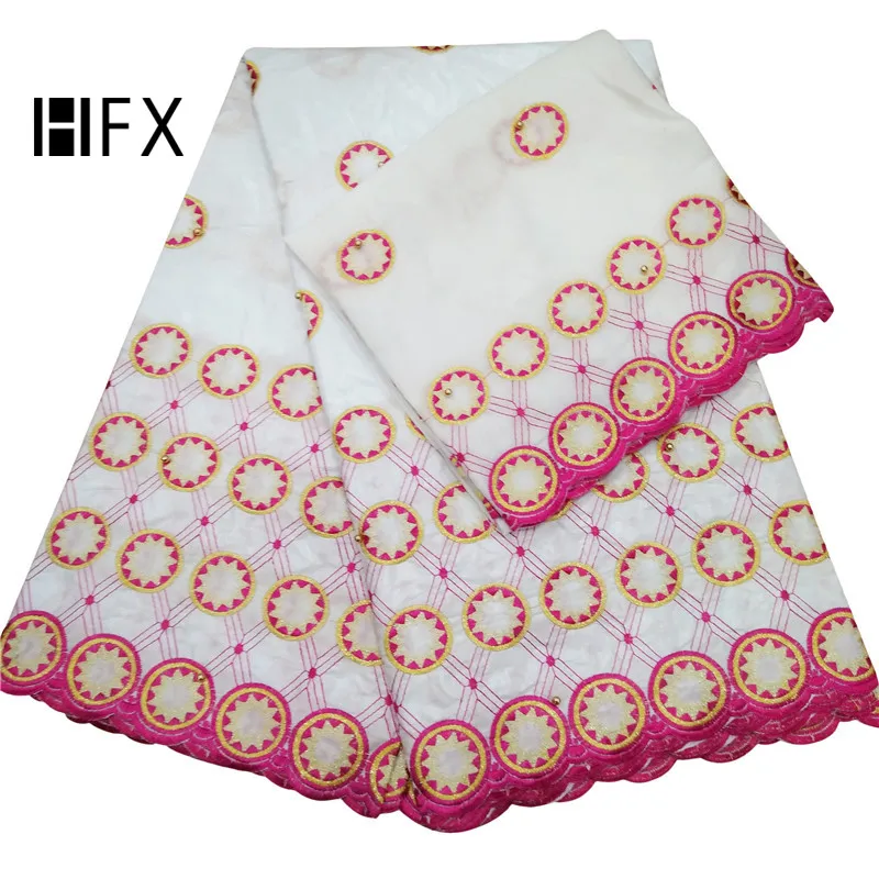 HFX африканская ткань белый/розовый Нигерия вышитые Базен Riche Getzner свадебное