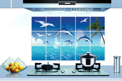 3D дельфин искусственное украшение настенная наклейка синий океан дерево