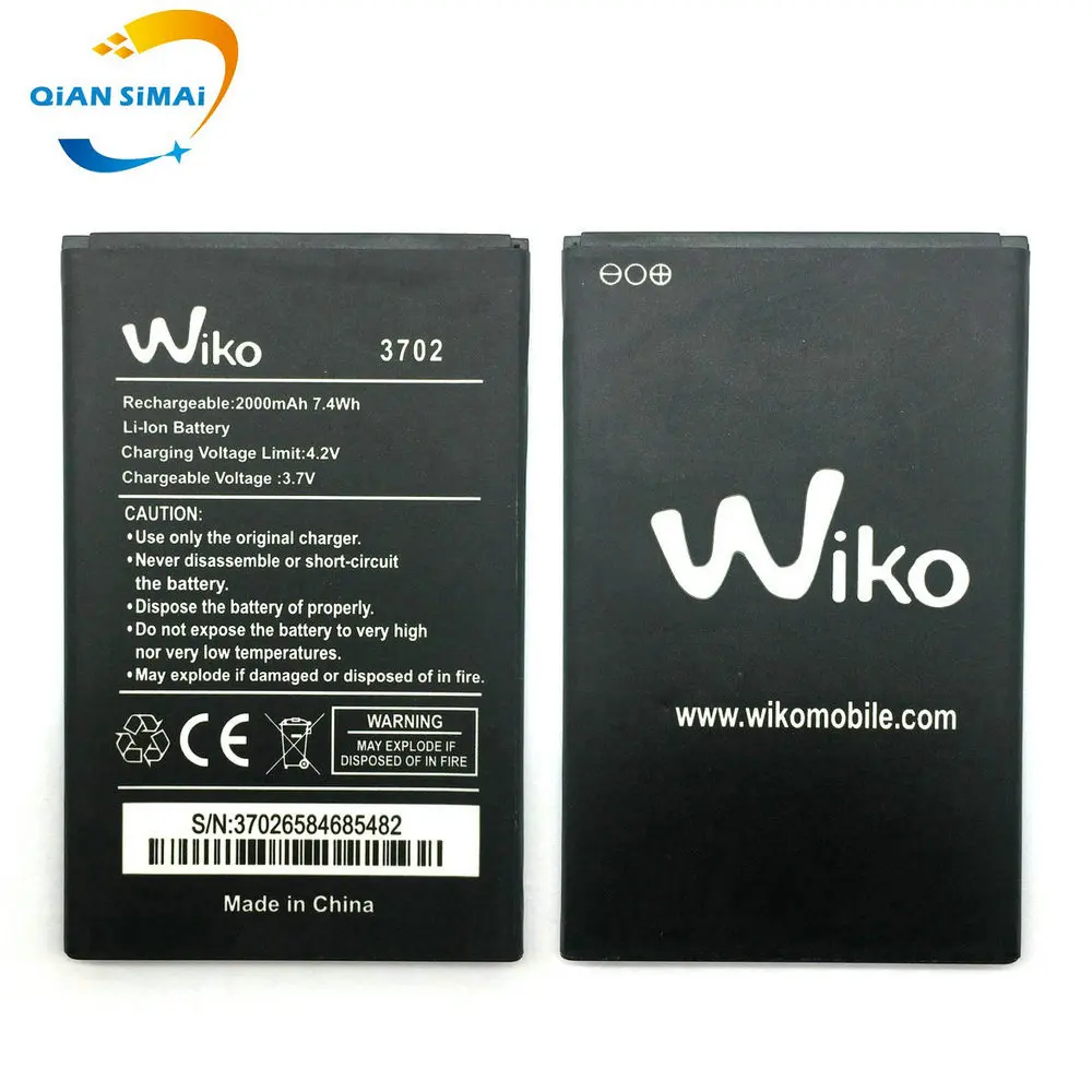 QiAN SiMAi 1 шт. Новинка 100% Высококачественная батарея wiko 3702 для Wiko JERRY фото +