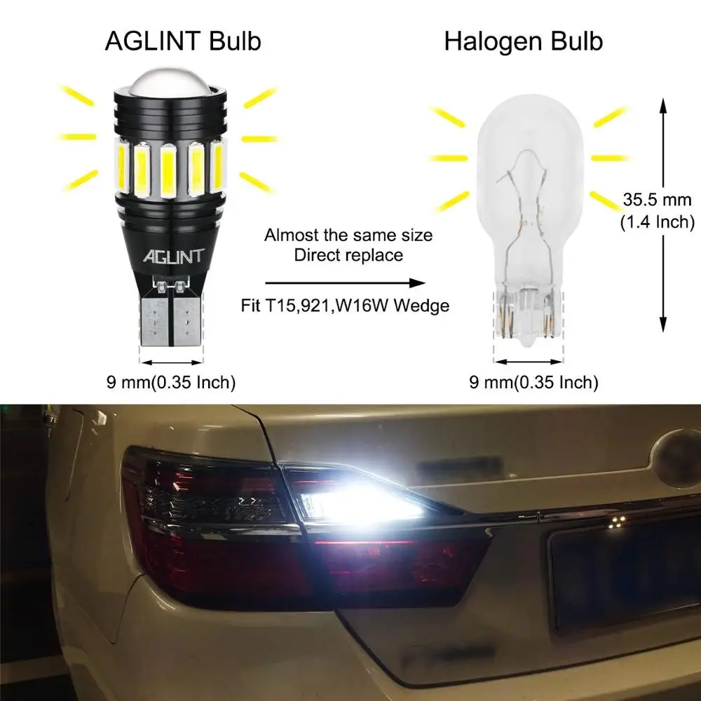 AGLINT 2 шт. W16W T15 светодиодный светильник Canbus OBC без ошибок T16 запасной 7020 SMD 921 912