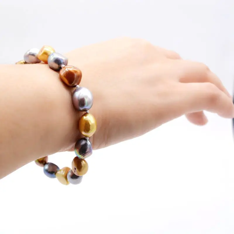 Браслеты с бусинами натуральный барочный жемчуг цветные жемчужные браслеты