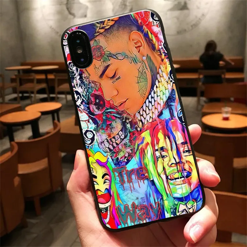 6ix9ine Tekashi69 черный мягкий силиконовый чехол для телефона iPhone 8 7 6 plus X Xr Xs xsmax 5 Триппи