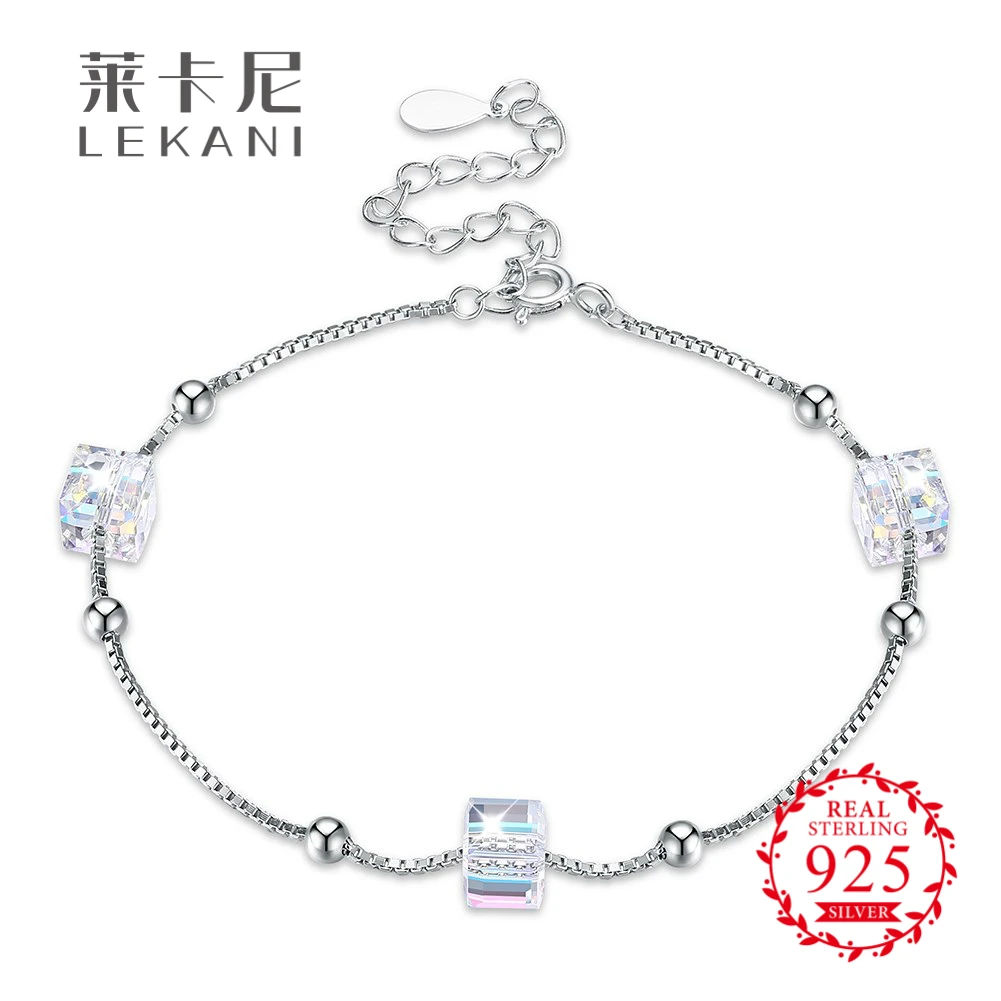 LEKANI кристаллы от Swarovski 925 пробы Серебряный Прозрачный Кристалл квадратный