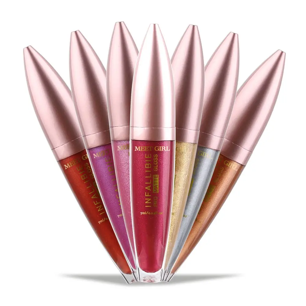 

12 Colors Sexy Matte Shine Liquid Lip Gloss Women Makeup Lipstick Metal Matte Long Lasting Waterproof Pearl Color Lip Tint Gift