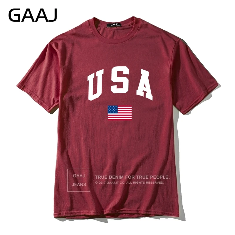GAAJ, США, американский флаг, Мужская футболка, топ, высокое качество, футболки для мужчин, 3XL, футболка, принт, Homme, брендовая одежда, повседневная Уличная одежда - Цвет: Maroon