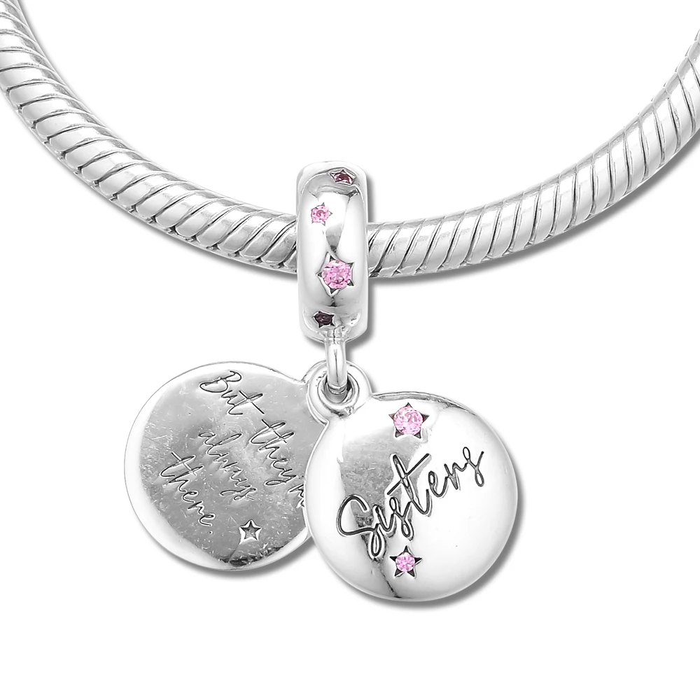 

Fits for Europe Charms Bracelets Forever Sisters Dangle Beads 100% 925 Sterling Silver Jewelry Free Shipping