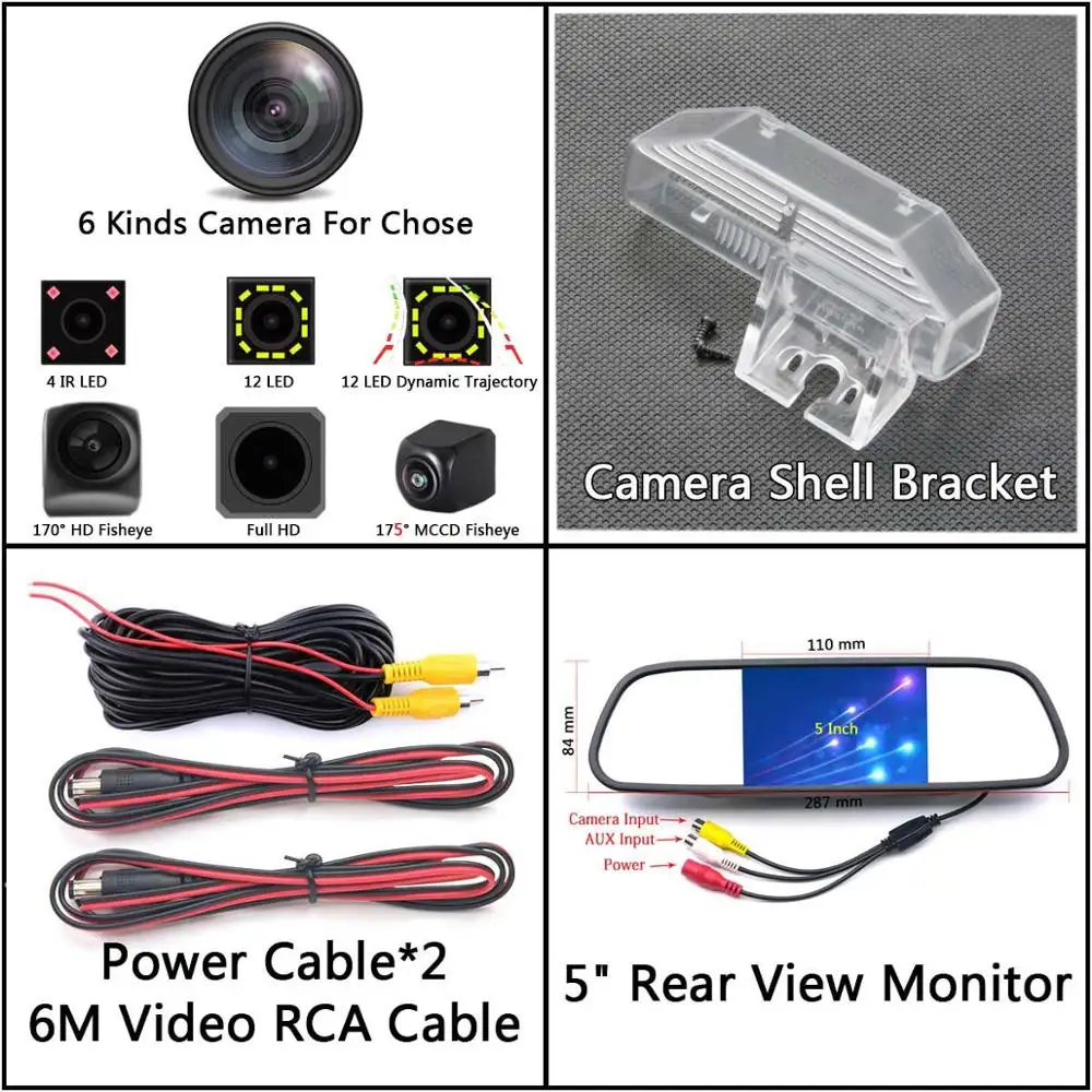 Camera 5 inch Mirror 175 градусов 1080P Fisheye задний вид автомобиля Камера для Mazda 6 M6 2009 2010 2011 2012 2013 RX-8 Atenza автомобильный монитор - Название цвета: Camera 5 inch Mirror