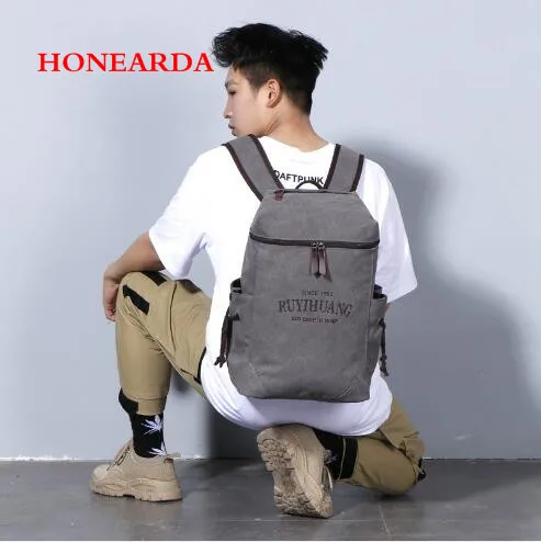 50 шт. модный вместительный холщовый рюкзак для путешествий мужской спортивная