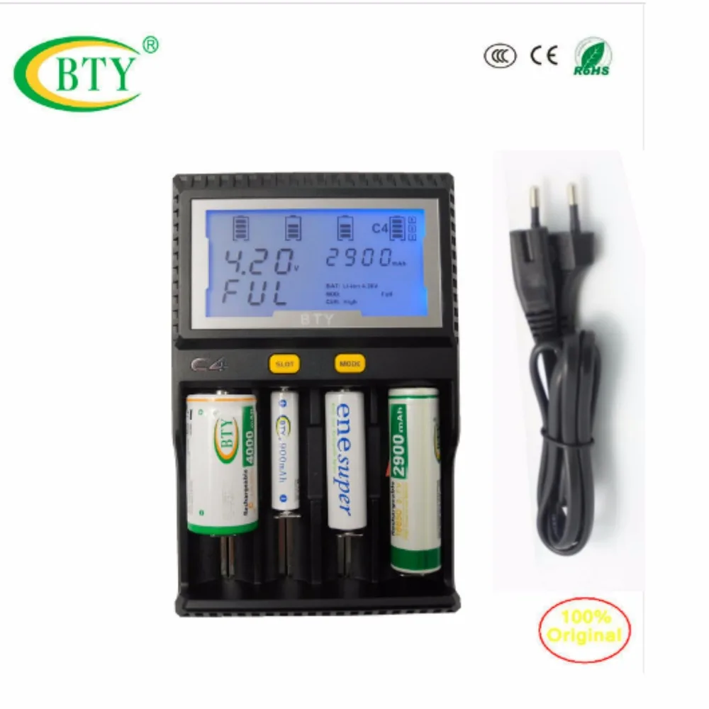 BTY C4 умная быстродействующая Зарядное устройство литий ионный Ni cd AA AAA 10440 14500 18650