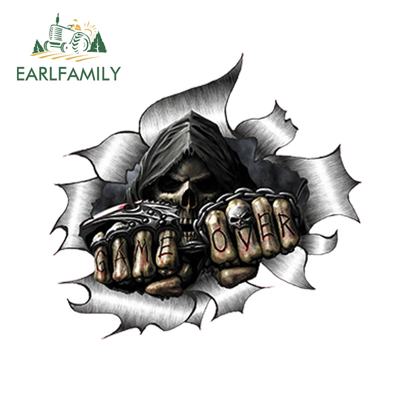 EARLFAMILY 14 см x 13 одинарный металлический Рип открытый Мрачный Жнец наклейка с