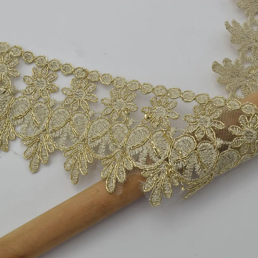 5 ярдов Золотая кружевная отделка для невесты костюм или украшения ручной работы