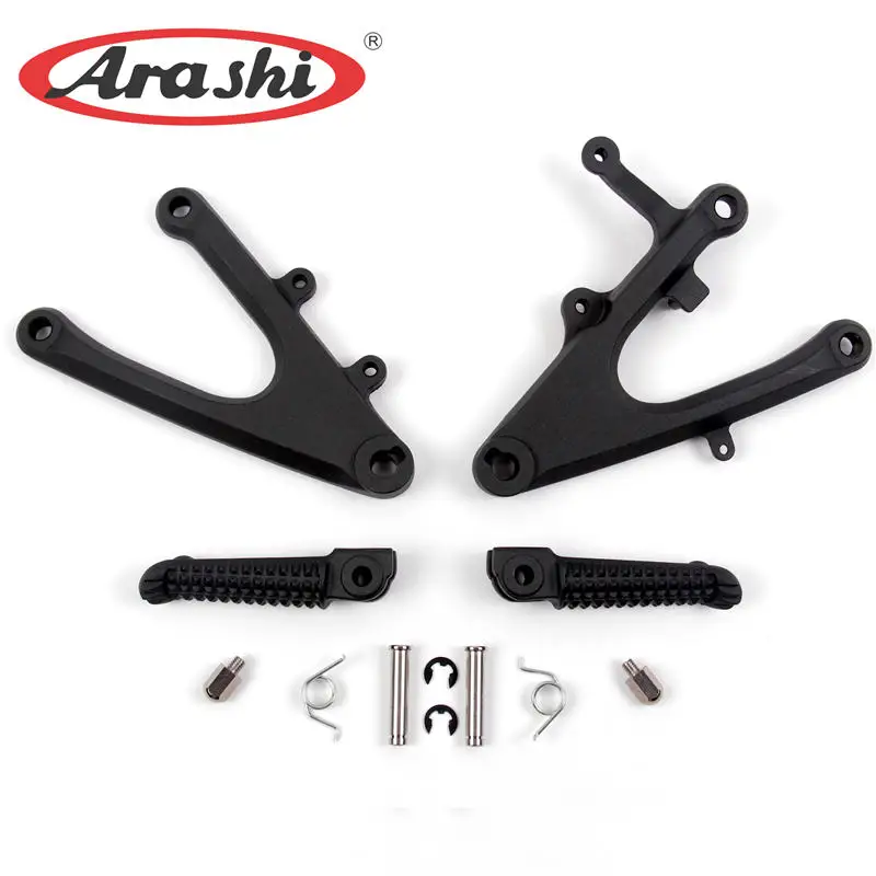 Черный Arashi 1 комплект R1 04-06 Rider Передние Подножки для YAMAHA YZF R1 2004 2005 2006 Передняя подставка для ног Кронштейн черный серебристый - Цвет: Черный