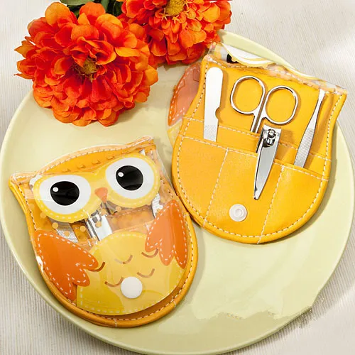 Свадебный подарочный и набор для гостей маникюрный с совой из четырех частей