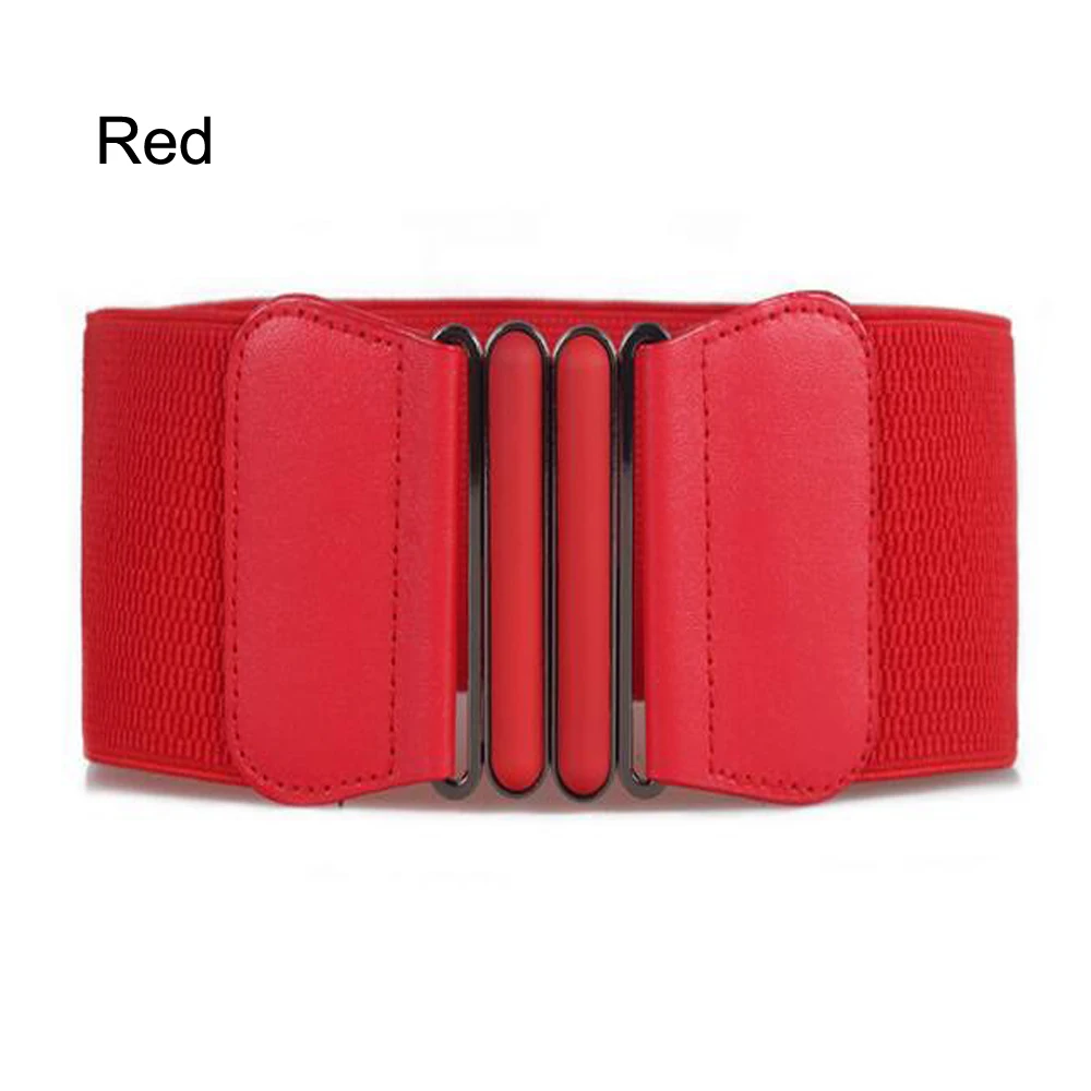Red Поясные ремни женские обтягивающие эластичные Ceinture Модные женские эластичные кожаные широкие пояса платье украшение для Femme пояс - Цвет: Red