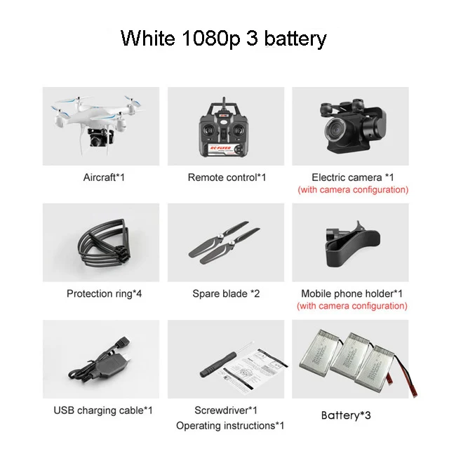 1080p white 3battery Модернизированный Квадрокоптер S32T fpv с камерой 4K ESC HD 20mp регулируемая камера селфи Дрон RC вертолеты 4-осевой самолет летающая игрушка - Цвет: 1080p white 3battery