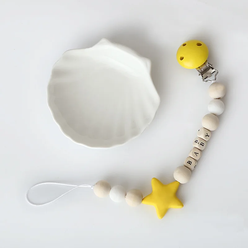 Baby Silica Gel Pacifier Clips Star String Bead For Newborns Dummy Clip Attache Tetine Nipple Holder Ins Teether Toys |