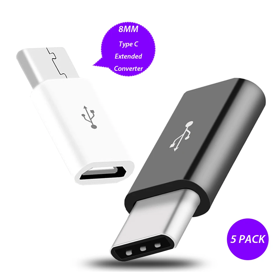 5 шт в упаковке 8 мм длиной Тип USB C адаптер для Oukitel K5000 Blackview BV8000 Pro Micro мама к Type Male