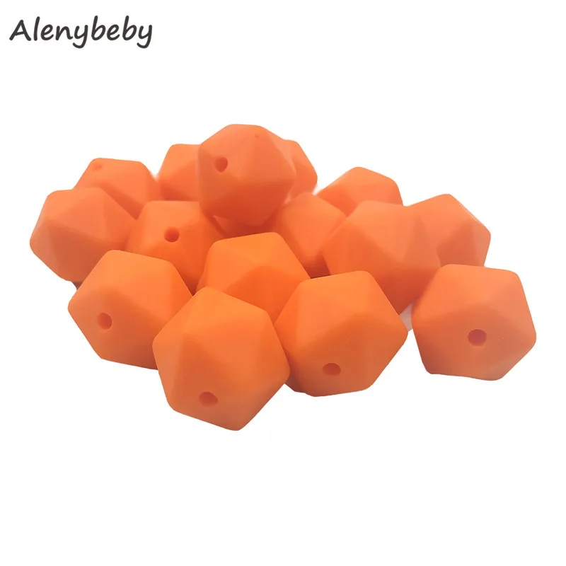 Orange peel 50pc 17mm Silicone Teether Beads Safe Icosahedron Shaped Candy Mix Color Teething Silicone Bead Toy BPA Free DIY Necklace Making - Цвет: Orange peel