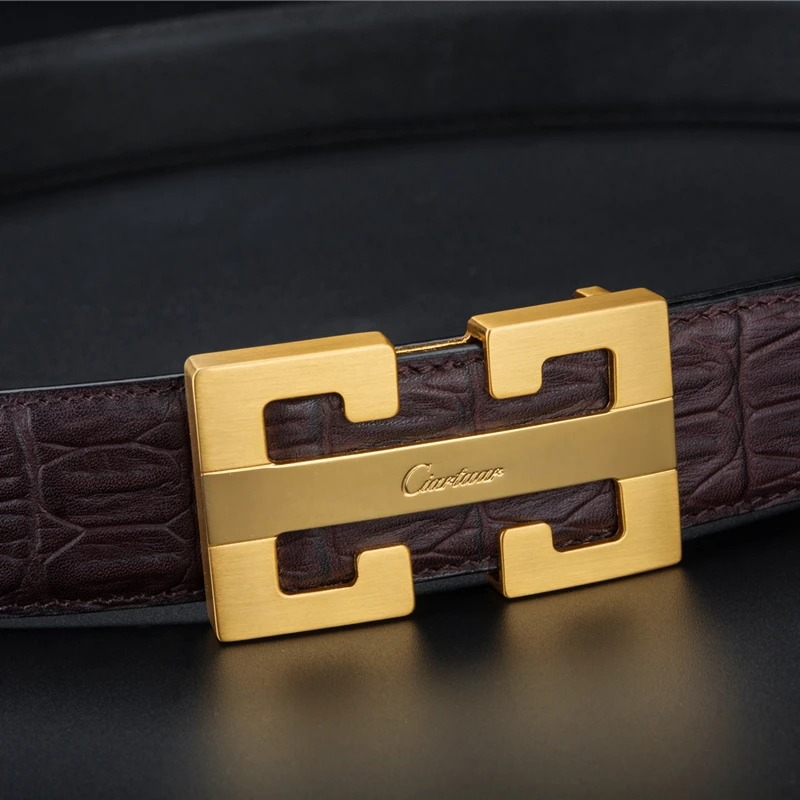 2019 новый роскошный дизайн пряжка из воловьей кожи мужской ремень крокодиловой