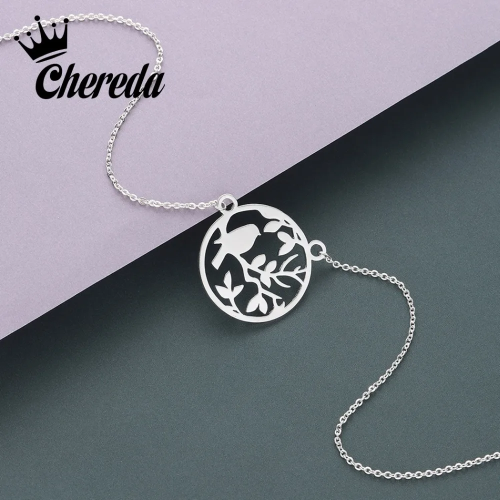

Chereda Cute Bird Tiny Chain Necklace Silver Round Hollow Mothers Pendant Wedding Party Gift Jewelry