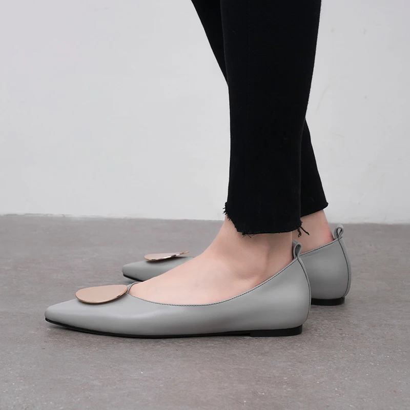 

WETKISS Shallow Flats Women Pointed Toe Footwear Fashion Casual Genuine Leather Shoes Female Buckle Shoes Woman 2019 New Spring