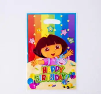 gift bag 6 pcs С рисунком из мультфильма «Даша-путешественница тема Дети День рождения поставки одноразовая посуда Бумага чашки тарелки салфетки Праздничная скатерть для будущей мамы Декор - Цвет: gift bag 6 pcs
