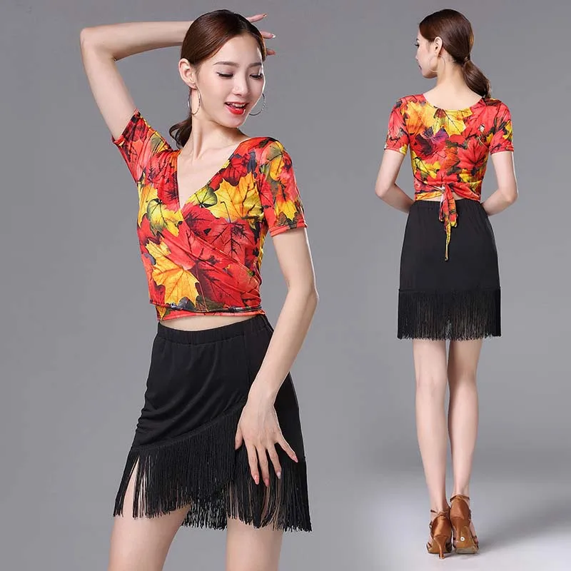 Женский костюм с бахромой юбка топ для латиноамериканских танцев сальсы танго ча