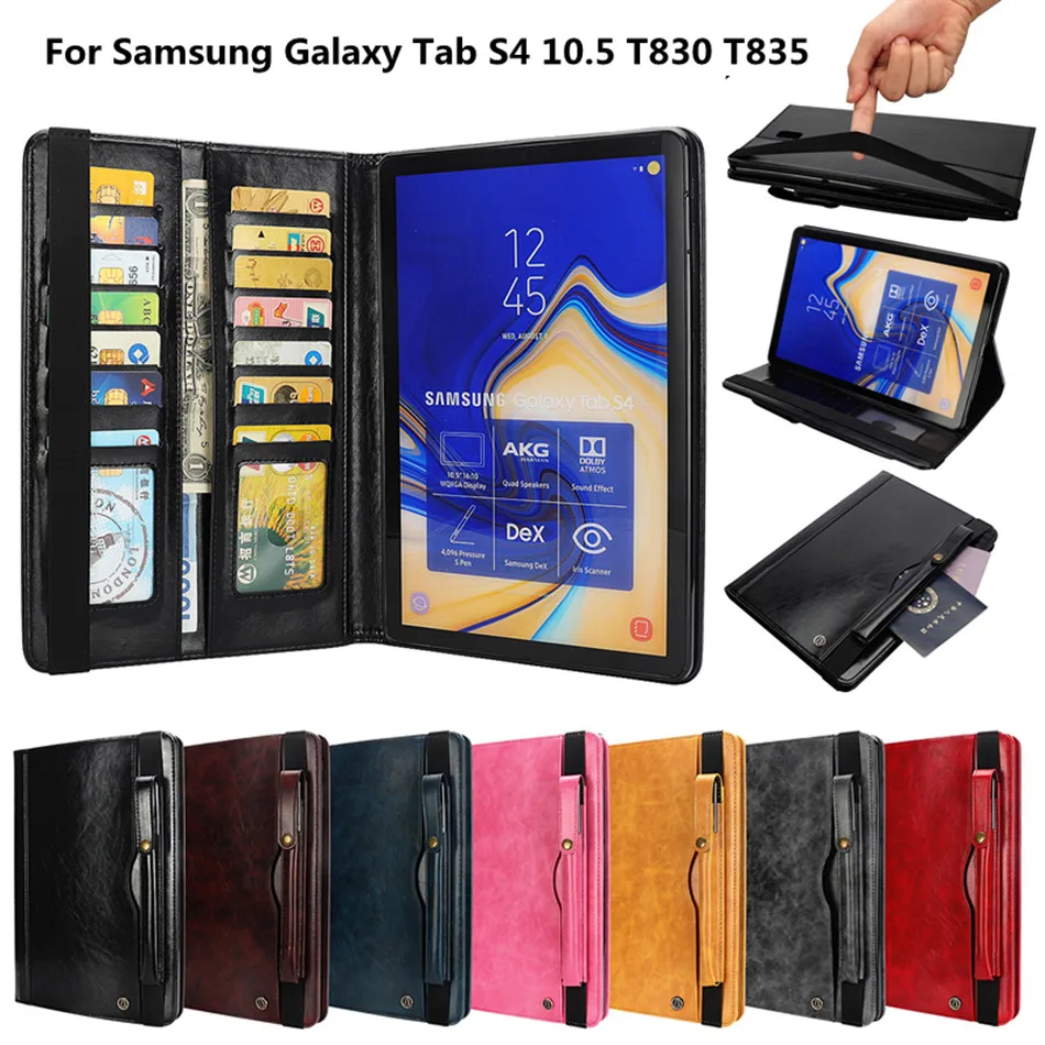 Роскошный чехол книжка из искусственной кожи для Samsung Galaxy Tab S4 10 5 T830 T835 защитный