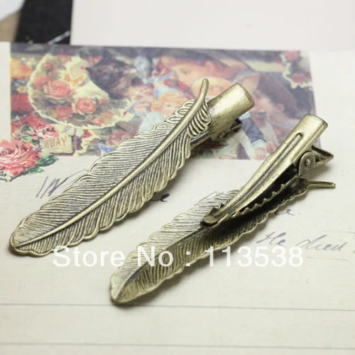 

Freeshipping 200pcs/lot fashion diy hairwear Components Antique Bronze feather Duck tongue hairpin bobby pins