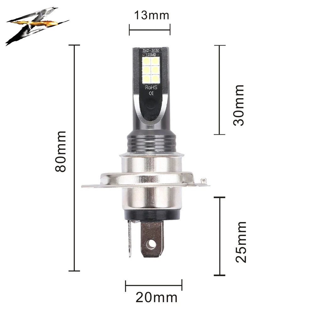 2Pcs H7 H4 LED Bulb Coche 12V No Error Lens Hi Lo H3 H11 Headlight Auto Fog Lamp White Wireless Car Driving HB4 Lights | Автомобили и