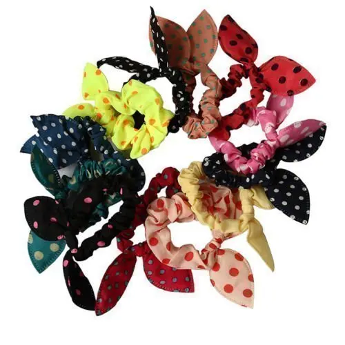 10pcs Women's Rabbit Ear Hair Tie Bands Korea Style Ponytail Holder | Красота и здоровье