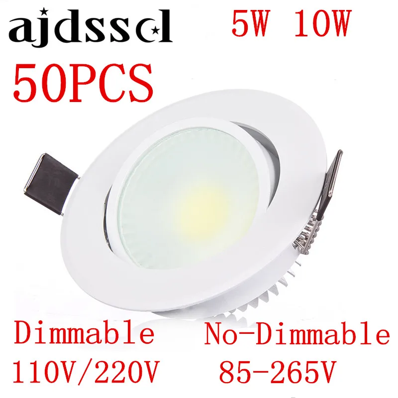 50PCS DHLShip Recessed Led COBDownlight dimmable AC85-265V 5W 10W Ceiling Lamp Indoor Lighting with Led driver Led Spot Lighting