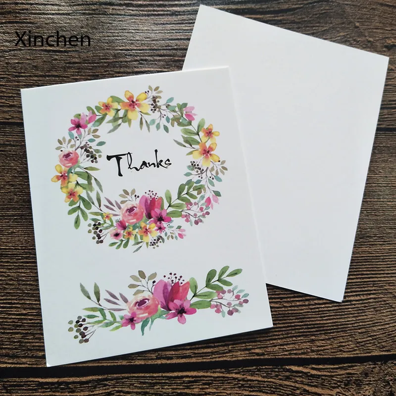 

50pcs/lot flower "thank you" Gift decoration card Writable card 8x10cm Message card free shipping