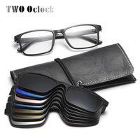 two oclock flexible magnet sunglasses men polarized clip on glasses women 7 in 1 ultra light square glasses 3d optic frame a2247