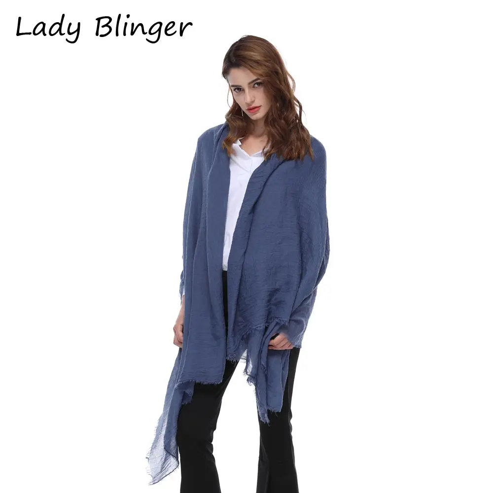 Lady Blinger super soft cotton linen square wraps large big summer air condition shawl and blue scarf beach blanket | Аксессуары для